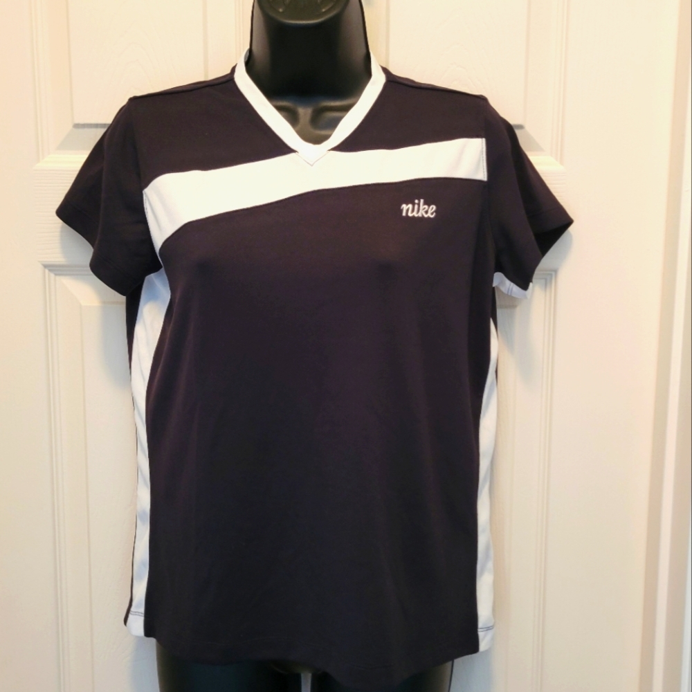 Vintage NIKE V-neck Top 1990s Ladies's Size Medium - Vtg Nike Trendy